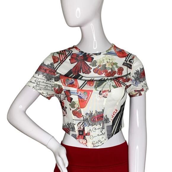 Cider Mesh Abstract Pattern Top Short Sleeve Size M Pullover - Picture 1 of 13